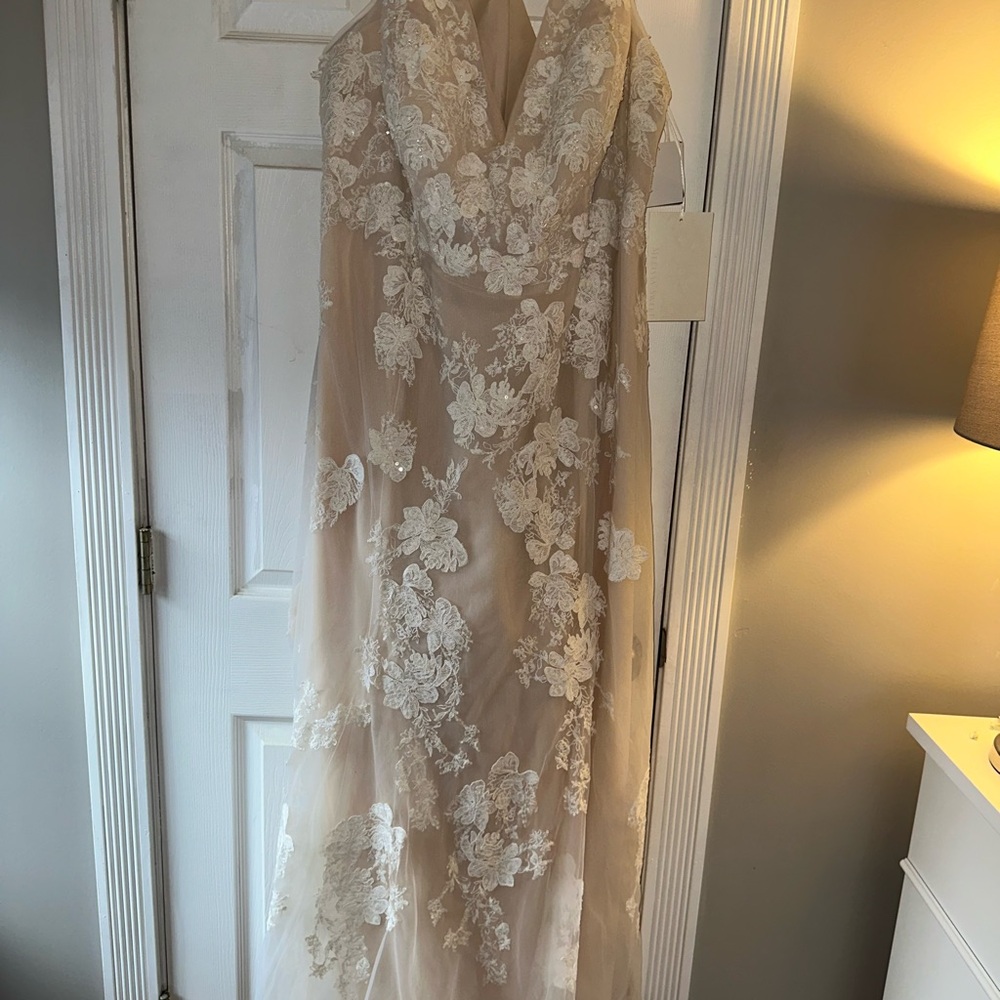 Melissa Sweet Wedding Dress MS251200 Champagne Ivory Floral Applique NWT (24W) - Picture 8 of 13